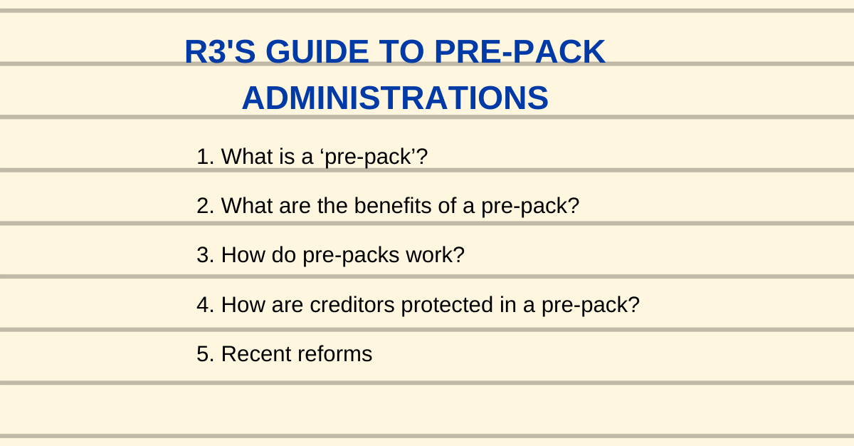 Quick guide to pre-pack administrations